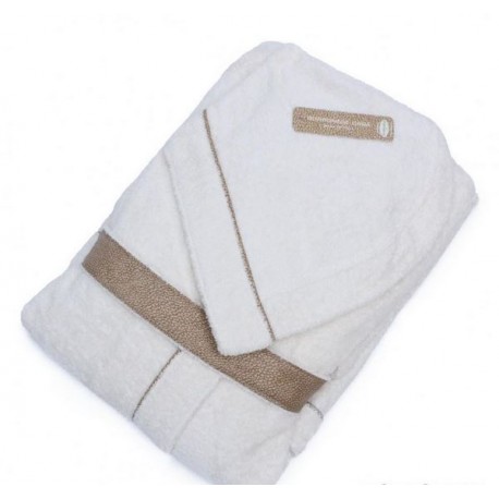 Accappatoio spugna Borbonese OP Colour con cappuccio - col. bianco