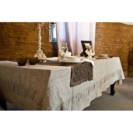 Tvaglia puro lino Arte Pura con cornice e goffratura - 180x270 cm