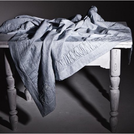 Tovaglia puro lino Arte Pura con cornice e goffratura - 180x270 cm - Gesso old