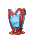 Vaso Indian Summer L blu trasparente e rosso