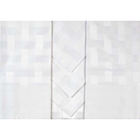 Tovaglia Piazza Pitti Firenze Intreccio 180x360 cm con 18 tovaglioli - Bianco