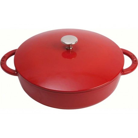 Tegame Staub in ghisa smaltata rosso con coperchio cm 28 
