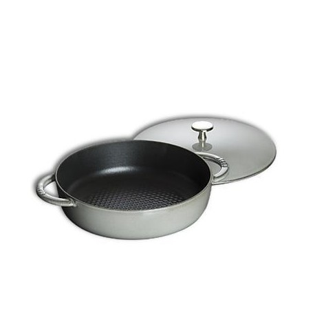 Tegame Staub in ghisa smaltata grigio con coperchio cm 28 