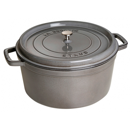Casseruola rotonda Staub in ghisa smaltata grigia cm 24 