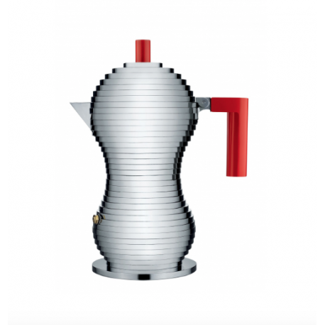 Caffettiera espresso Pulcina Alessi 3 tazze rossa fondo magnetico