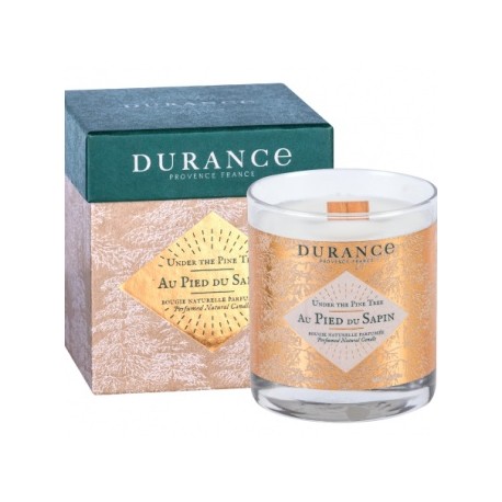 Candela naturale profumata Ai piedi del Pino Durance con stoppino in legno