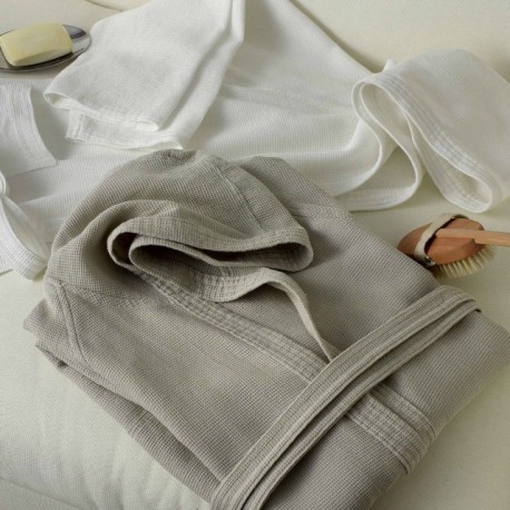 Accappatoio nido d'ape Somma Ultraleggero con cappuccio tortora