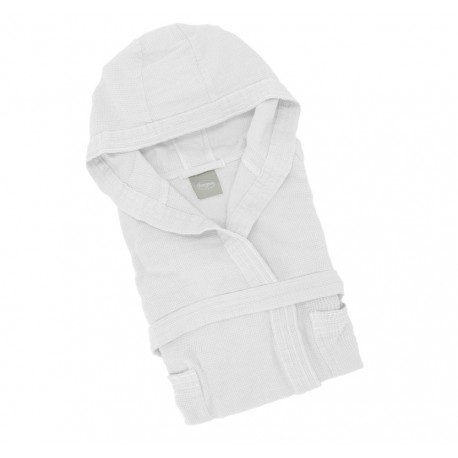 Accappatoio nido d'ape Ultraleggero Somma con cappuccio bianco