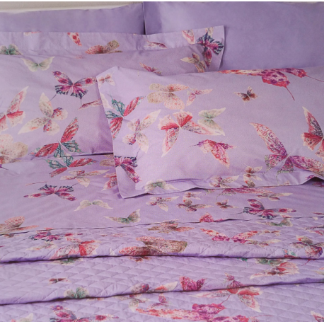 Completo lensuola matrimoniale Mirabello Butterfly glicine
