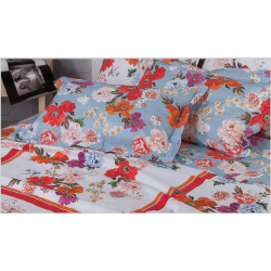 Lenzuola matrimoniale Mirabello Somei azzurro completo con federe