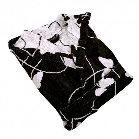 Carrara black Melody hooded bathrobe 