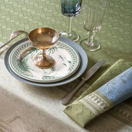 Tovagliolo Le Jacquard Francais Crosiere sur le Nil puro lino 58x58 cm - palmier Tovagliolo Le Jacquard Francais Crosiere sur le Nil puro lino 58x58 cm - palmier