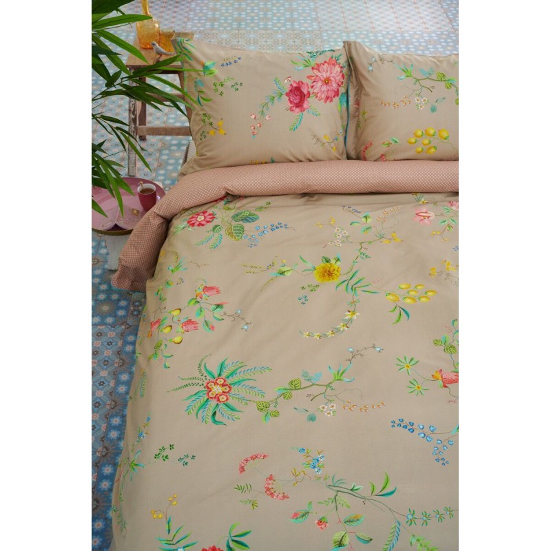 Pip Studio Fleur Grandeur khaki double duvet cover with 2 pillowcases