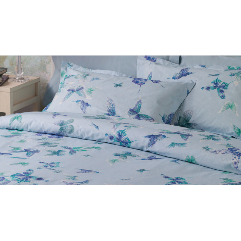 Copriletto matrimoniale Mirabello Butterfly 270x260 cm - azzurro