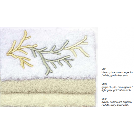 Set spugna 2 pezzi Mastro Raphael coralli ricamo oro argento Set spugna 2 pezzi Mastro Raphael coralli ricamo oro argento