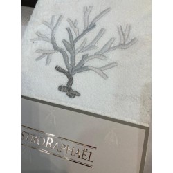 Mastro Raphael set spugna 2 pezzi Coralli melange bianco ricamo grigio