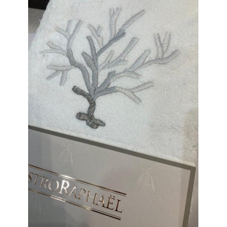 Mastro Raphael set spugna 2 pezzi Coralli melange bianco ricamo grigio Mastro Raphael set spugna 2 pezzi Coralli melange bianco ricamo grigio
