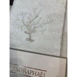 Mastro Raphael set spugna 2 pezzi Coralli melange grigio - ricamo beige