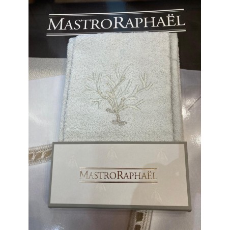 Mastro Raphael set spugna 2 pezzi Coralli melange grigio - ricamo beige Mastro Raphael set spugna 2 pezzi Coralli melange grigio - ricamo beige