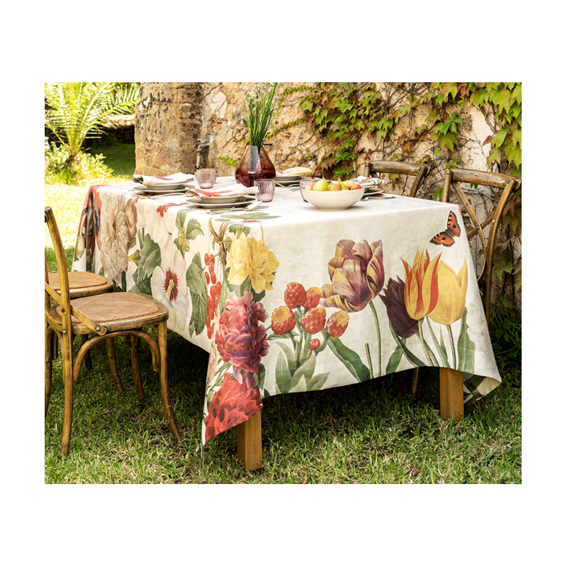 Tovaglia TheNapking puro lino Garden eden 160x220 cm