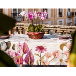 Tovaglia antimacchia TheNapking Floralia raso di cotone 180x270 cm