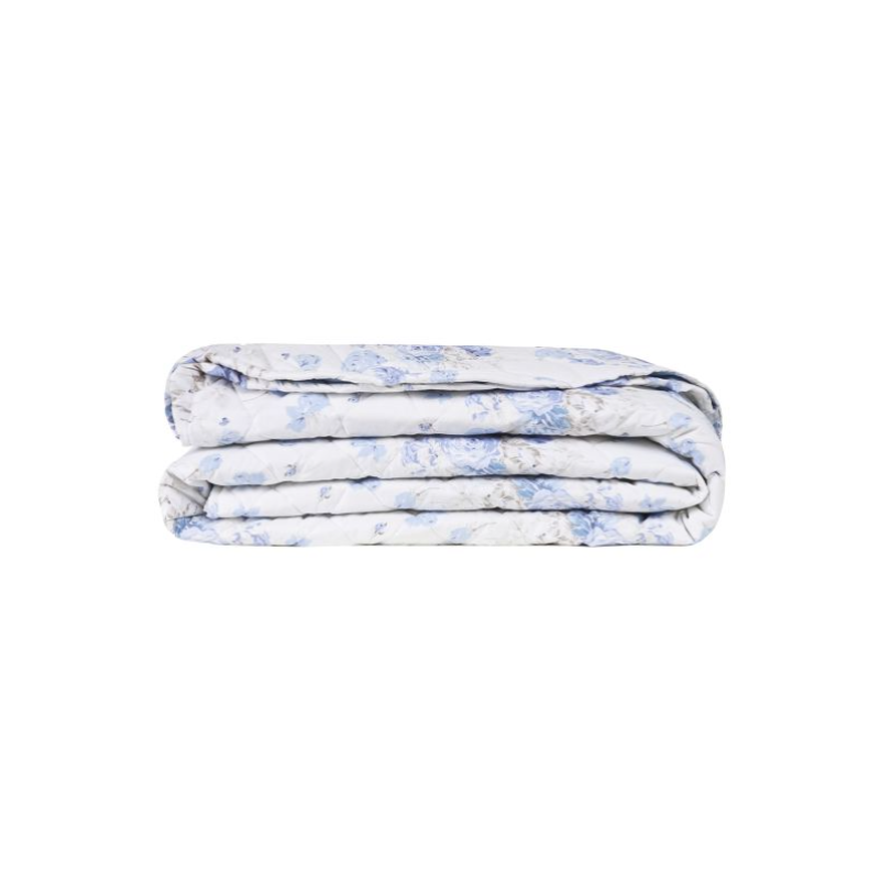 Copriletto trapuntato Bellora Bouquet in percalle di cotone 270x260 cm - blu