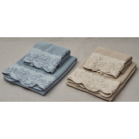 Mastro Raphael set spugna 2 pezzi Dune Merveille con ricamo Mastro Raphael set spugna 2 pezzi Dune Merveille con ricamo