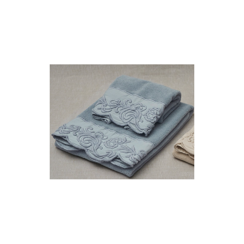 Mastro Raphael set spugna 2 pezzi Dune Merveille con ricamo - Celeste polvere