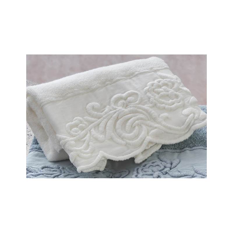 Mastro Raphael set spugna 2 pezzi Dune Merveille con ricamo - Bianco