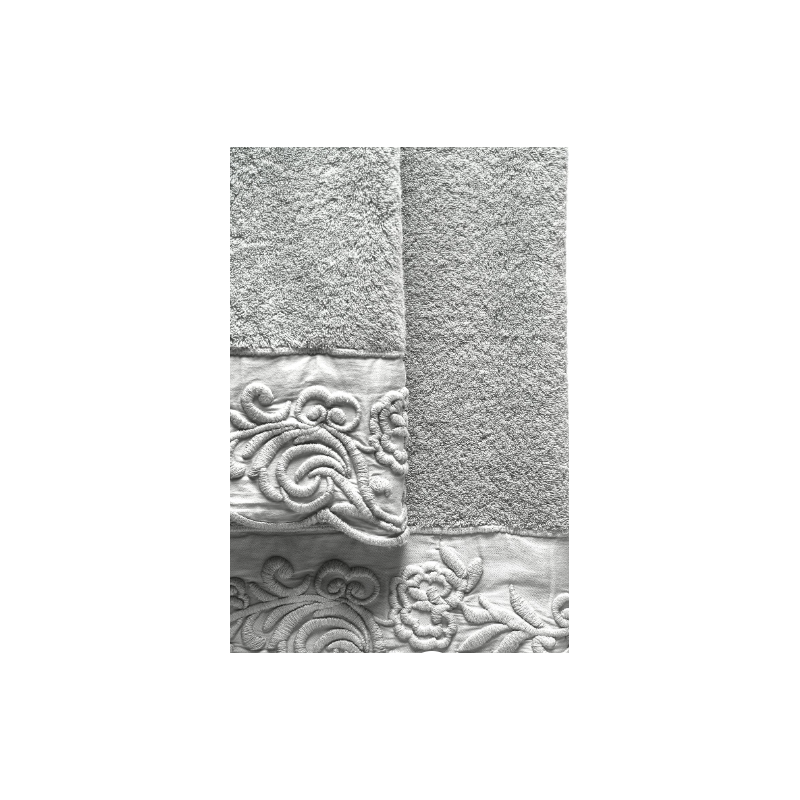 Mastro Raphael set spugna 2 pezzi Dune Merveille con ricamo - Grigio perla